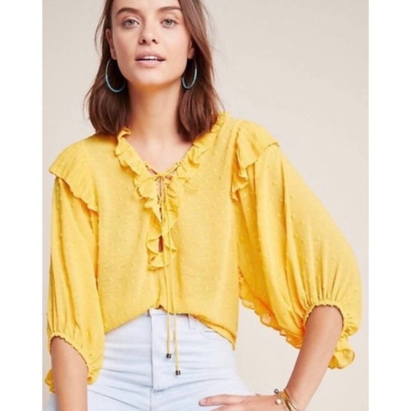 Anthropologie Ruffle Haida Boho Peasant Blouse - Picture 2 of 12